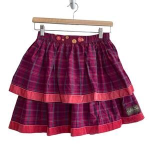 NWT Matilda Jane Girl's Misha Plaid Tiered Skirt in Red Wine Size 12